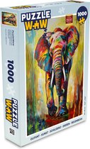 Puzzel Olifant - Kunst - Schilderij - Dieren - Regenboog - Legpuzzel - Puzzel 1000 stukjes volwassenen