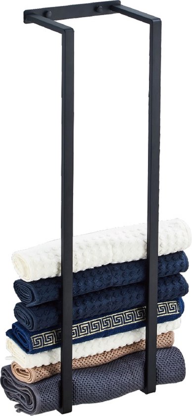 Xaptovi Handdoekrek - Muurhanddoekstang - Badkamer Accessoires - Keukenaccessoires - 70cm Industrieel - Mat Zwart - RVS