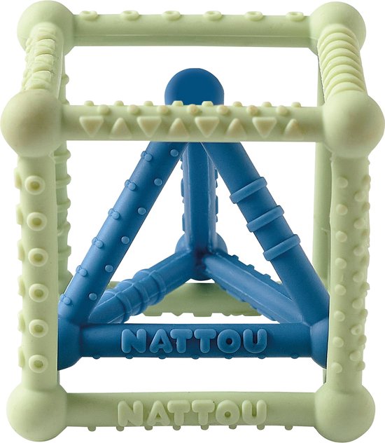 Nattou Kubus Speelgoed Silicone - Groen - 10 cm