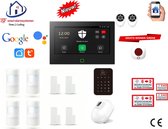 Draadloos/bedraad alarmsysteem met 7-inch touchscreen werkt met wifi,gprs,sms en met spraakgestuurde apps. ST01B-55