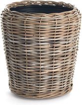 Pot sec en rotin de Naturn Living™ | ø 50 x 52 cm | Jardinière durable avec intérieur en plastique recyclé | Gris