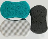 3x Éponge de bain - Éponge de massage - Éponge de bain avec massage - Pour une peau fraîche et pétillante - Éponges de bain - Éponge de gommage