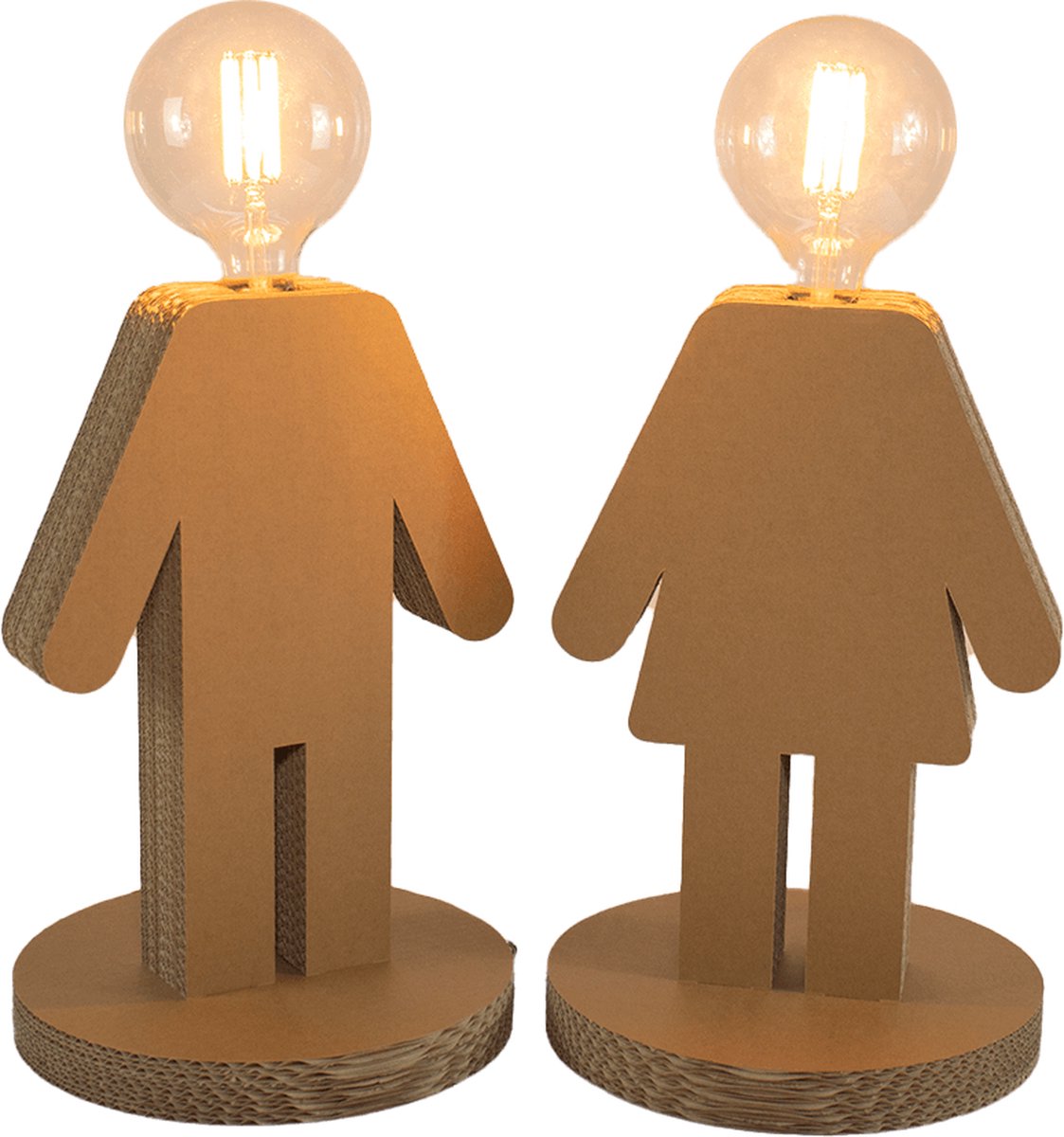 Kartonnen Hérouville Poppetjes Lamp - Man - Tafellamp van karton - E27 fitting - 27x27x41 cm - KarTent