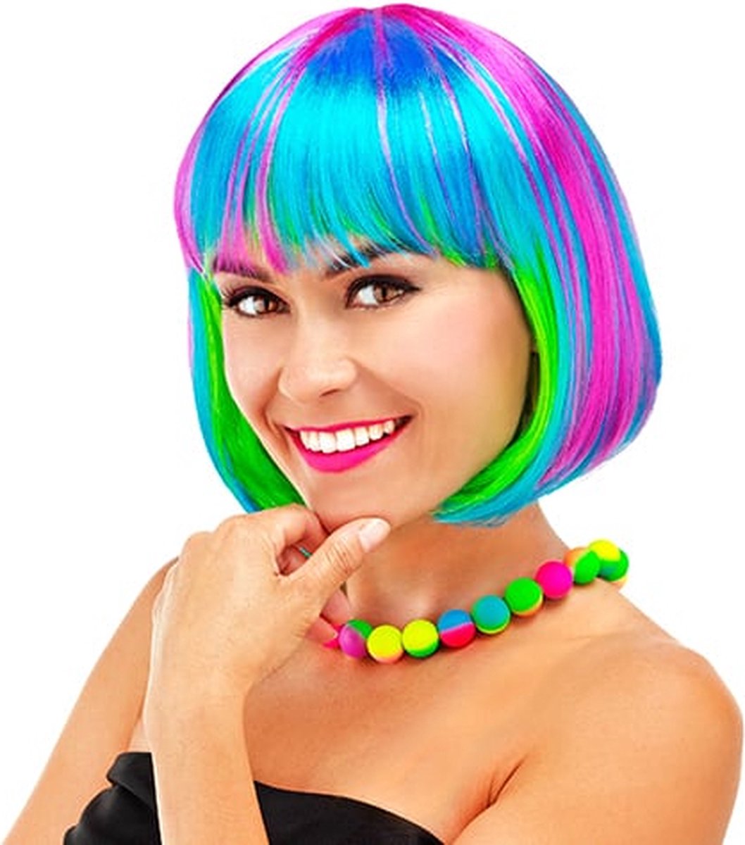 Folat - Pruik Bob rainbow