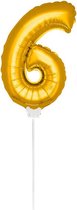 Folat - Folieballon cijfer mini Goud cijfer 6