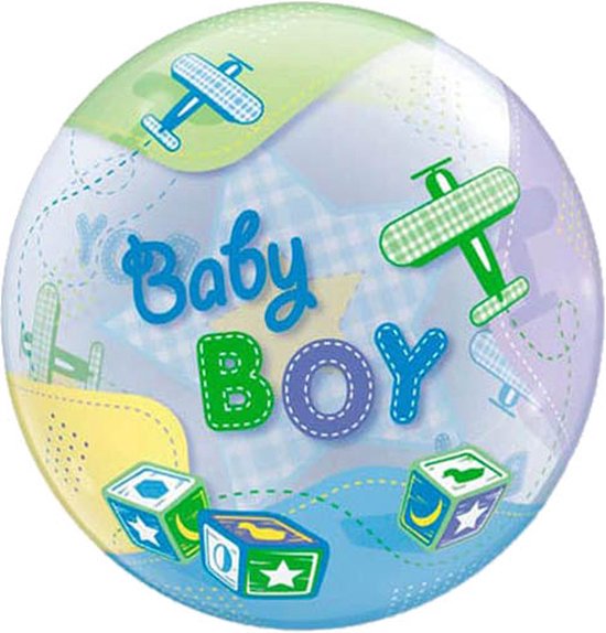 Qualatex - Ballon aluminium - Bulle - Baby Boy - Sans remplissage - 56cm