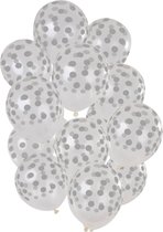 Folat - Ballonnen Stippen Zilverkleurig Transparant 30 cm - 15 stuks