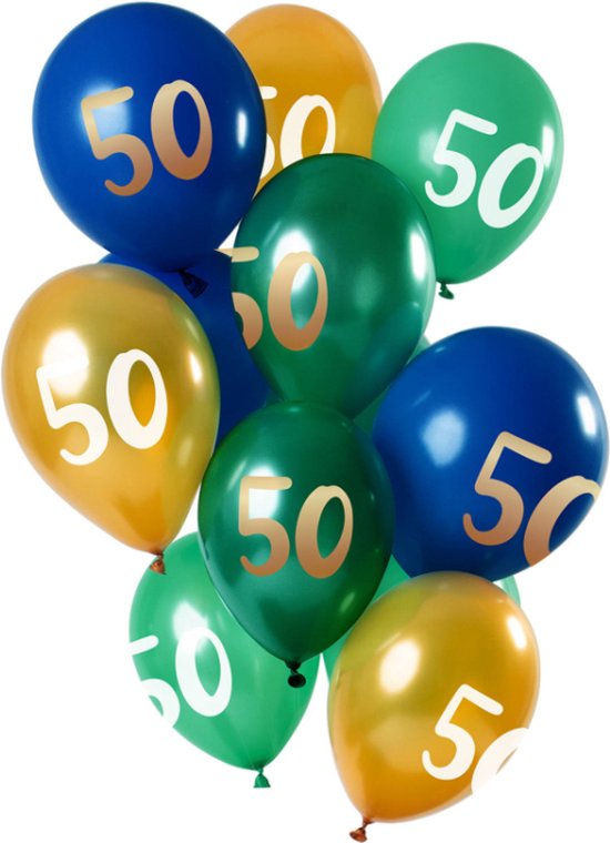 Ballons Ballons 50 Ans Blauw Vert- Or 30 cm - 12 pièces | bol.com