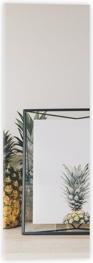 Acrylglas - Lijst met Ananas en Ananassen ernaast - 20x60 cm Foto op Acrylglas (Wanddecoratie op Acrylaat)