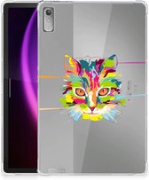 Hoes Lenovo Tab P11 Gen 2 Tablet Siliconen Backcover Cat Color met transparant zijkanten