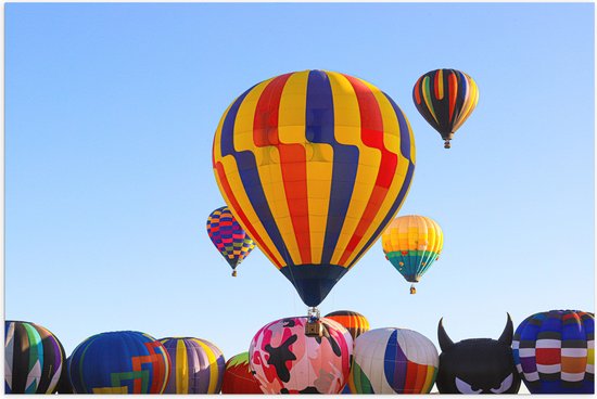 Poster Glanzend – Zee van Kleurrijke Luchtballonnen - 105x70 cm Foto op Posterpapier met Glanzende Afwerking