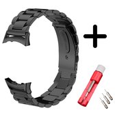 Strap-it Stalen schakel bandje - geschikt voor Garmin Gear Fit 2 / Gear Fit 2 Pro - zwart + inkort toolkit