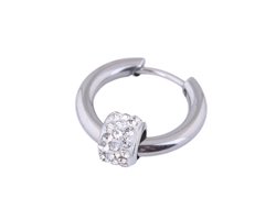 Plux Fashion Fancy Hoops Oorbel - Zilver- 12mm - Stainless Steel - Heren - Dames - Zilveren Oorbel - Fancy Hoops Earring – Met Hanger - HipHop oorbel - Sieraden Cadeau - Luxe Style - Duurzame Kwaliteit - Moederdag Cadeau - Vaderdag Cadeau