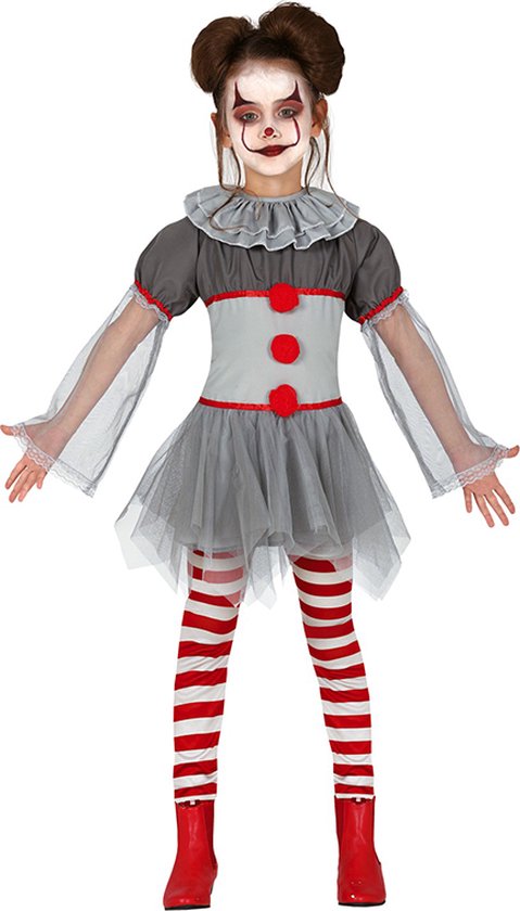 Fiestas Guirca - Bad Clown Girl (5-6 jaar) - Carnaval Kostuum voor kinderen - Carnaval - Halloween kostuum meisjes