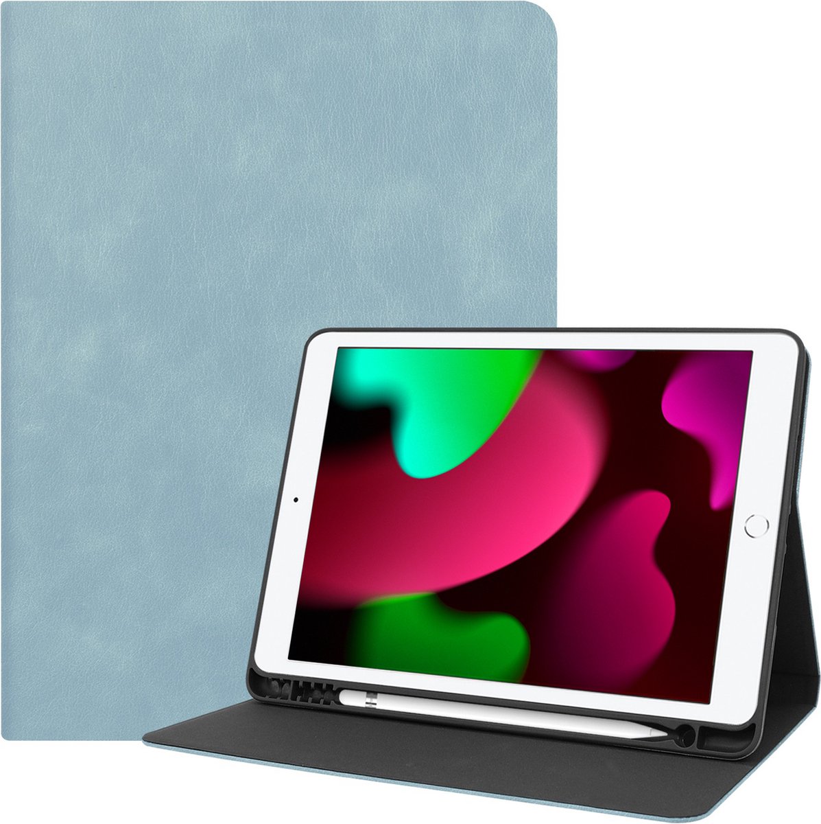 Hoesje - Geschikt voor Apple iPad 7 (2019) - 10.2 inch - 7e Generatie - Luxe Bookcase - Hard Cover Case - Met Uitsparing Geschikt voor Apple Pencil - Hardcover Book Tablet Hoes - Lichtblauw