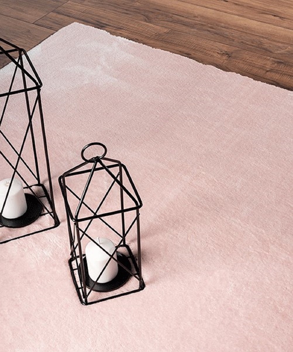 Karpet24 Loft – Luxe, Fluweelzacht Effen Vloerkleed in Roze-Blush, Modern & Stijlvol-Ø 120 cm rond