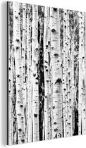 Wanddecoratie Metaal - Aluminium Schilderij Industrieel - Bomen - Hout - Zwart wit - Natuur - 60x80 cm - Dibond - Foto op aluminium - Industriële muurdecoratie - Voor de woonkamer/slaapkamer
