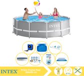 Piscine Intex Prism Frame - Piscine Hors Sol - 366x99 cm - Comprenant Bâche de Piscine, Kit d'Entretien, Filtre, Tapis de Sol, Kit d'Entretien, Bain de Pieds et Pompe à Chaleur HS