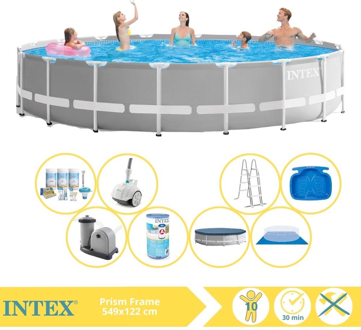 Intex Prism Frame Zwembad Opzetzwembad 549x122 cm Inclusief