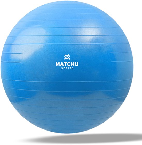 Matchu Sports - Fitness bal -  Ø 75 cm - Gymbal - Zitbal - Inclusief pomp - Blauw