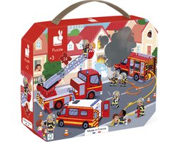 foto van Janod - Puzzel De Brandweer - In Puzzelkoffer - 24 Stukjes - Geschikt Vanaf 3 Jaar