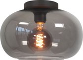 Zwarte plafondlamp | 1 lichts | smoke / zwart | niet spiegelend | glas / metaal | diameter 31 cm | eetkamer / woonkamer / slaapkamer / hal | modern / sfeervol design