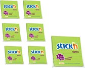 Stick'n 6 grote memoblokken - 101x101mm - extra sticky notes, gelinieerd, groen, 6x 90 memoblaadjes