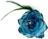 Fleur avec épingle / clip turquoise