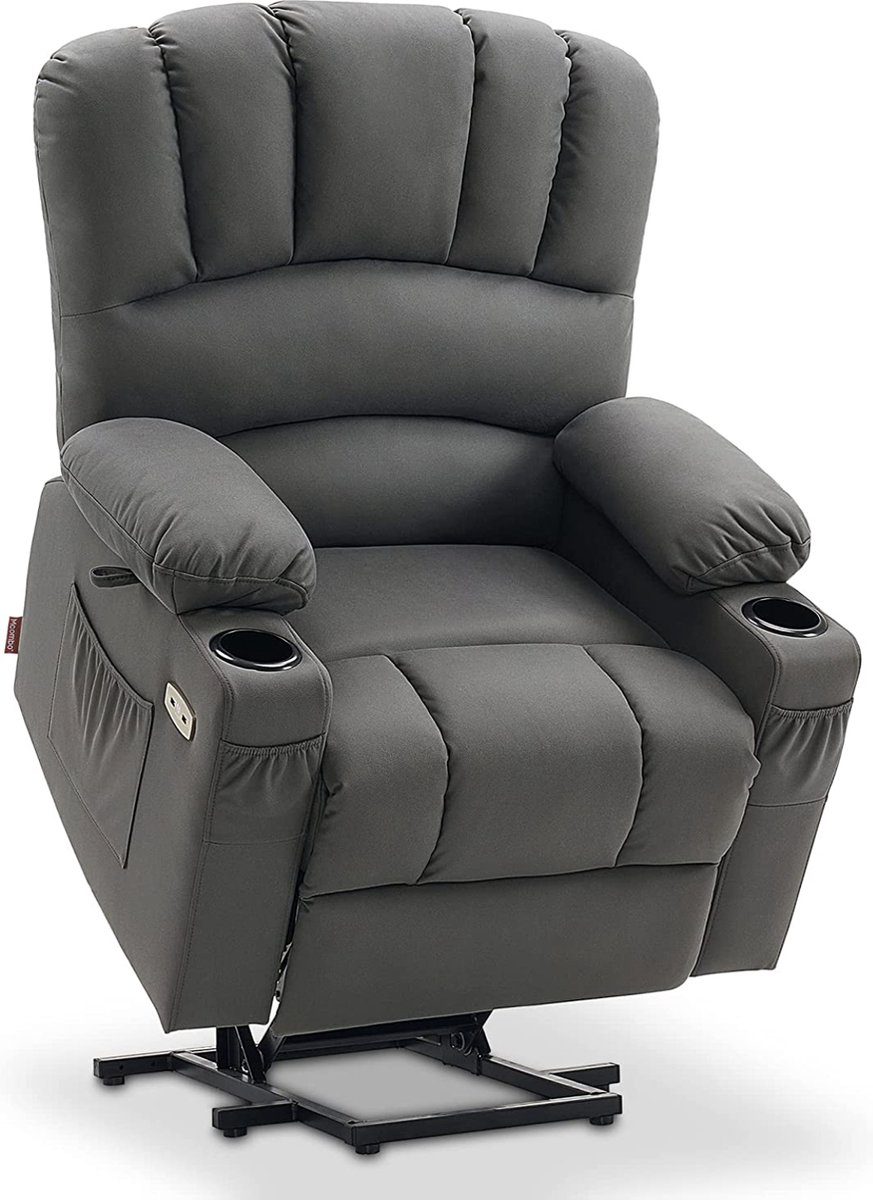 MARA Luxe Massagestoel- Relaxstoel - Opstahulp - Warmtefunctie - Lig en trilfunctie - USB import - Afstandsbediening - Grijs - 85 x 85 x 111 cm