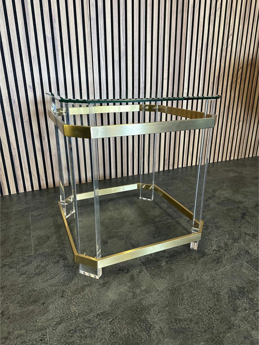 Linne Bijzettafel Clear Brush Gold 50CM