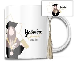 Geslaagd - Examen - mok - Beker - incl. Tassel - Kwast - Hijab - Islamitisch - Diploma - Felicitatie - Schooljaar - Uitreiking - Cadeau Geslaagd - Examen - mok - Beker - incl. Tassel - Kwast - Hijab - Islamitisch - Diploma - Felicitatie - Schooljaar - Uitreiking - Cadeau