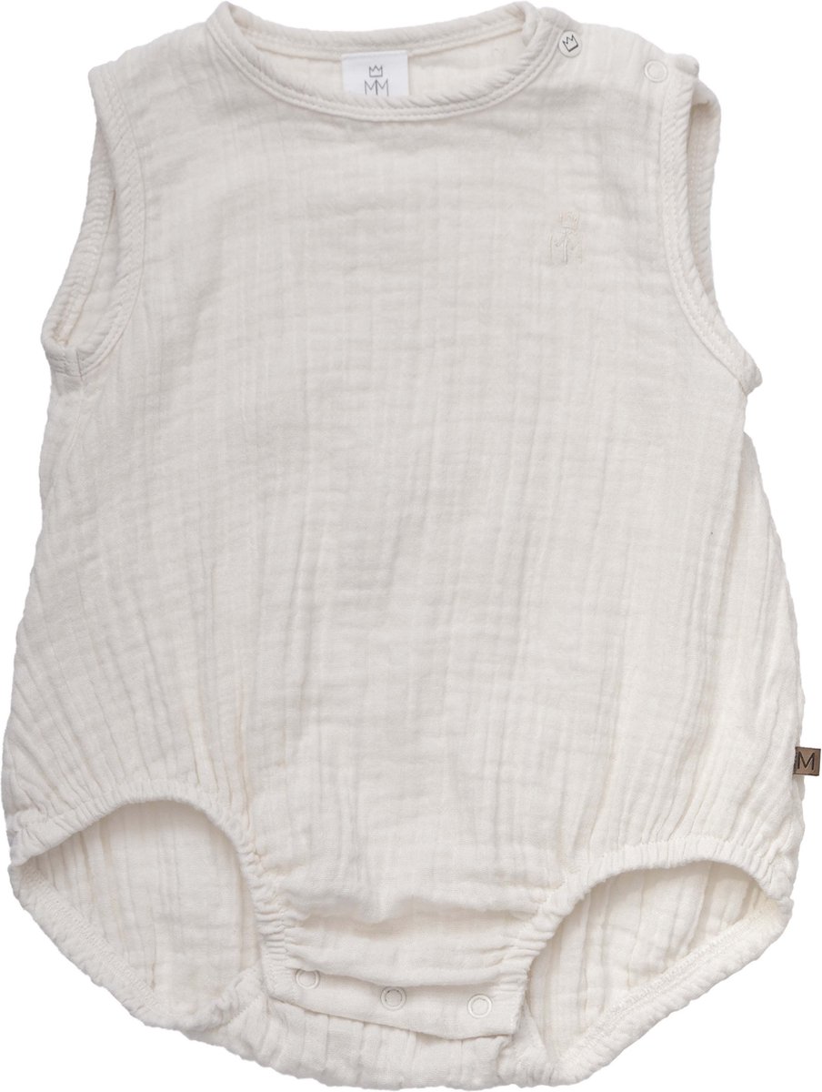 MXM Baby Romper crepe- OffWhite- Katoen- Mouwloos- Drukknopen- Maat 92