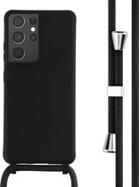 iMoshion Hoesje Geschikt voor Samsung Galaxy S21 Ultra Hoesje Met Koord - iMoshion Siliconen hoesje met koord - Zwart
