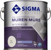 Sigma Interieur Muurverf Mat - Reinigbaar & Langdurig Kleurbehoud - Goede Dekking - RAL 9010 - Wit - 2.5L