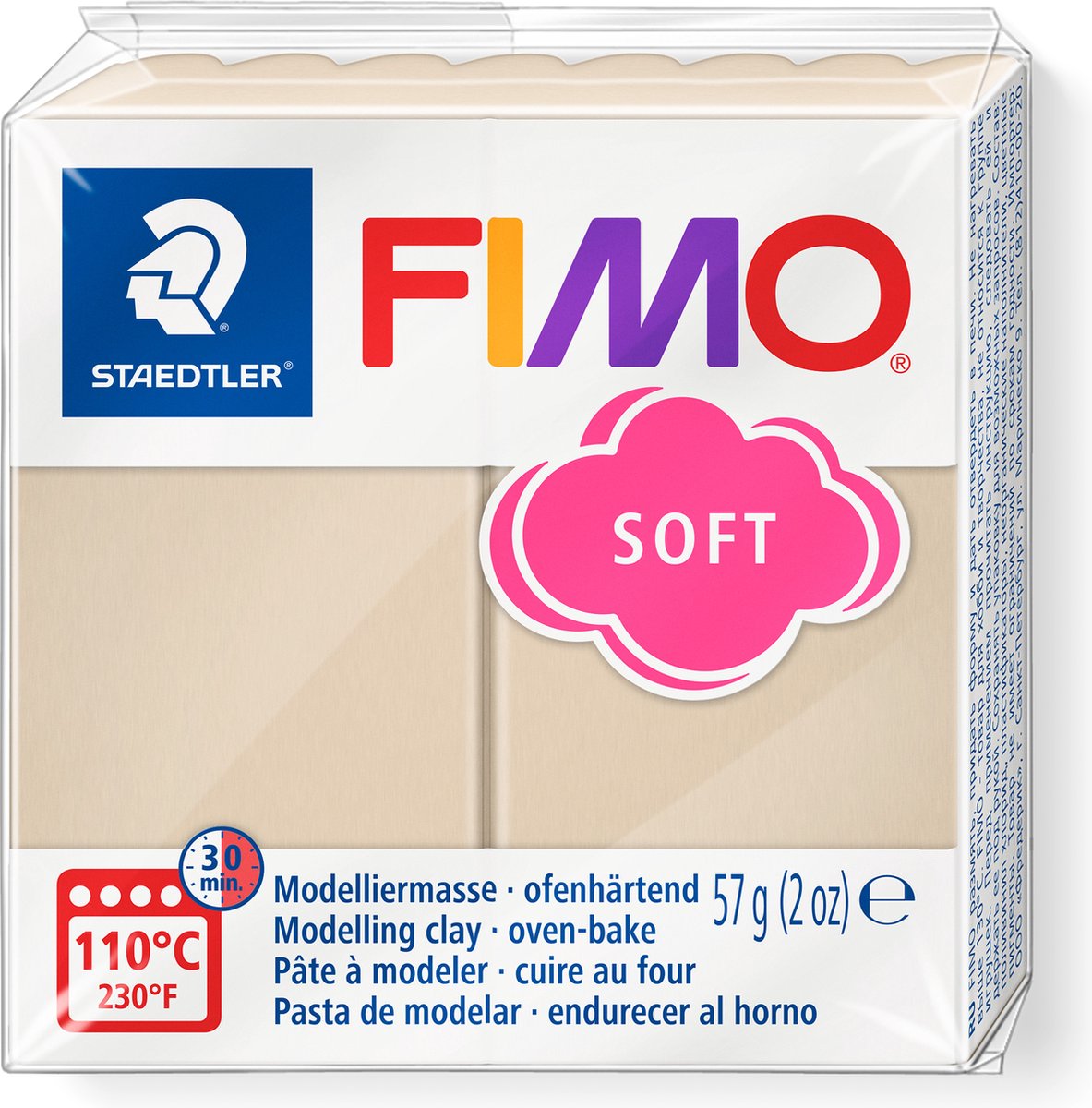 FIMO soft 8020 - ovenhardende boetseerklei - standaard blokje 57g - sahara - Fimo
