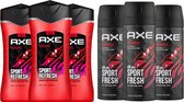 AXE Recharge Sport Refresh - Combi - 3 Deo Spray & 3 Douchegel