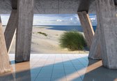 Fotobehang - Vlies Behang - Strand en Zee Terraszicht 3D - 312 x 219 cm