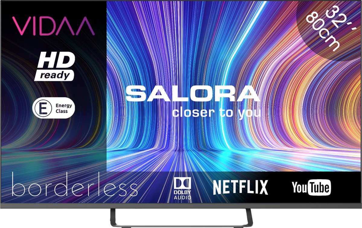32” (80CM) HD VIDAA smart tv met DVB-S2/T2/C en WIFI