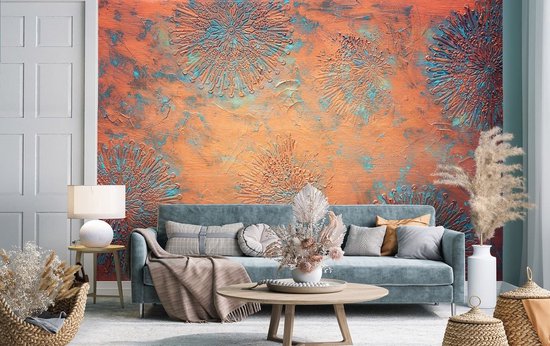 Papier Papier peint photo - Papier Peint Intissé - Structure Cuivre - Ornements - Art - 254 x 184 cm