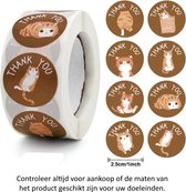 Rol met 500 Thank You Katten stickers - 2.5 cm diameter - Kat - Cat - Bedankt - Dank je - Poes - Poezen - Decoratie - Versiering