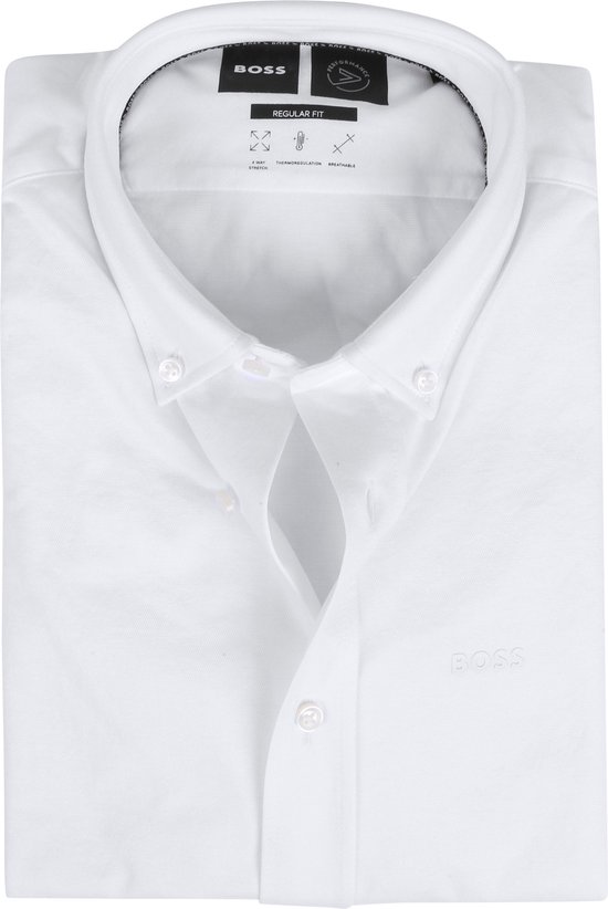 BOSS Joe regular fit overhemd - structuur - wit - Strijkvriendelijk - Boordmaat: 44