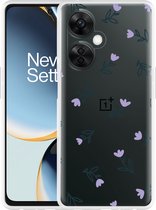 Cazy Hoesje geschikt voor OnePlus Nord CE 3 Lite 5G Paarse Bloemen