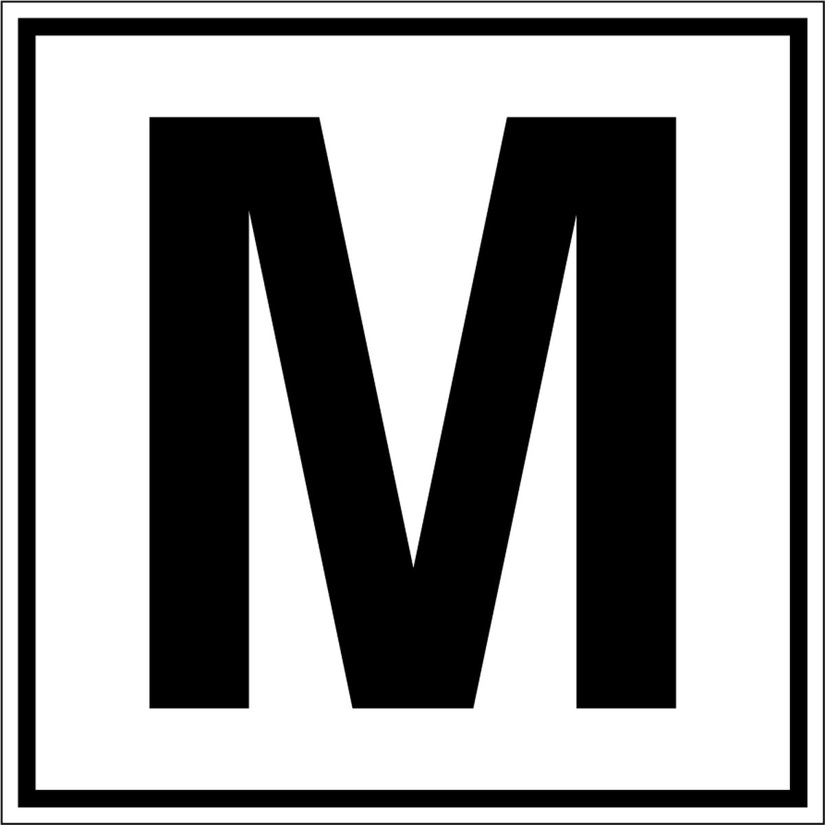 Letter bord A-Z, per stuk Letter M 100 x 100 mm