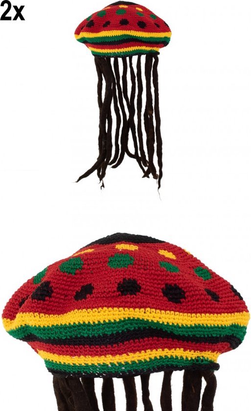 Perruque BOB - rasta avec béret - noir