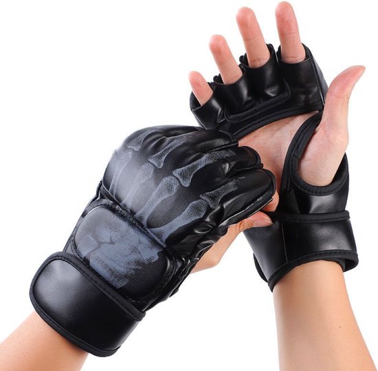 Gants Bovista MMA - Gloves - Gants de Sparring - Hommes - Femmes - Grappling - Gants de boxe - Taekwondo - Zwart - Squelette