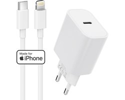 USB C Adapter + USB-C naar Lightning Kabel - Gecertificeerd MFI Apple Oplader - Super Snellader - Geschikt voor Oplader iPhone 14, 13, 12, 11, X, Pro, Max en iPad 2022 t/m 2017