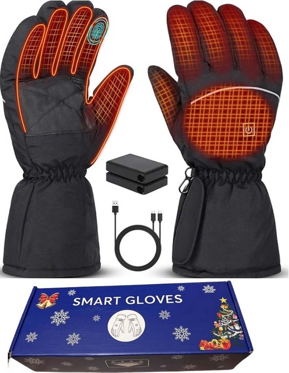Meedeer Verwarmbare handschoenen voor heren en dames (Maat L)-Oplaadbaar - 8500 mAh - 3-traps verwarmde skihandschoenen - waterdicht - touchscreen - verwarmde motorhandschoenen voor outdoor en wandelen