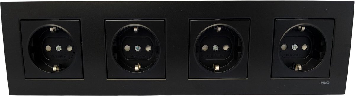 Zwarte Wandcontactdoos Stopcontact Inbouw-Panasonic Viko-Randaarde-Compleet