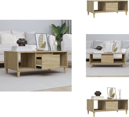 vidaXL Salontafel met ovaal glazen tafelblad hoogglans wit