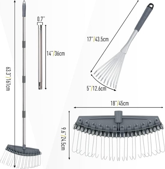 Equivera Gazonhark - Bladhark - Bladharken - Blad Hark - Hark - Tuinhark - Gazon Hark - Blad Hark - Tuin Hark - Tuingereedschap van Equivera — afbeelding 2